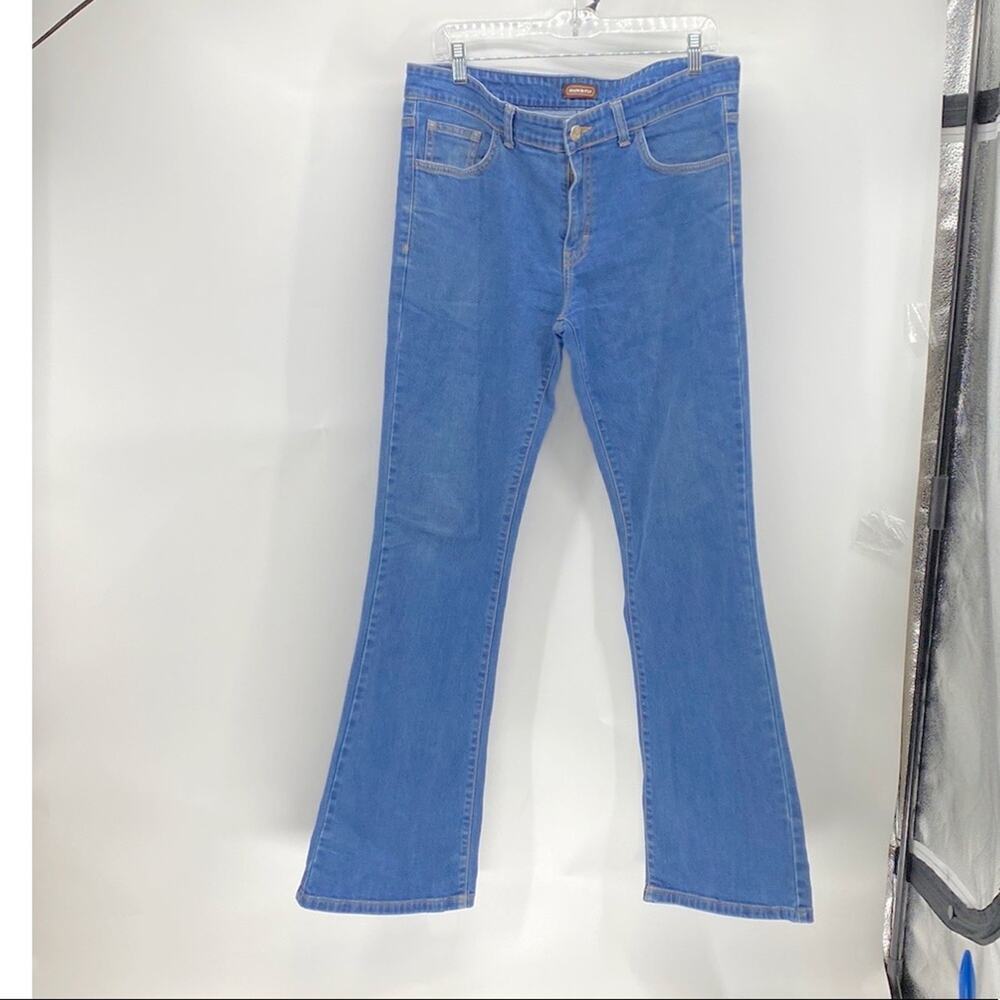 Run & Fly unisex high waisted bell bottom flare stretch jeans size 34 Long